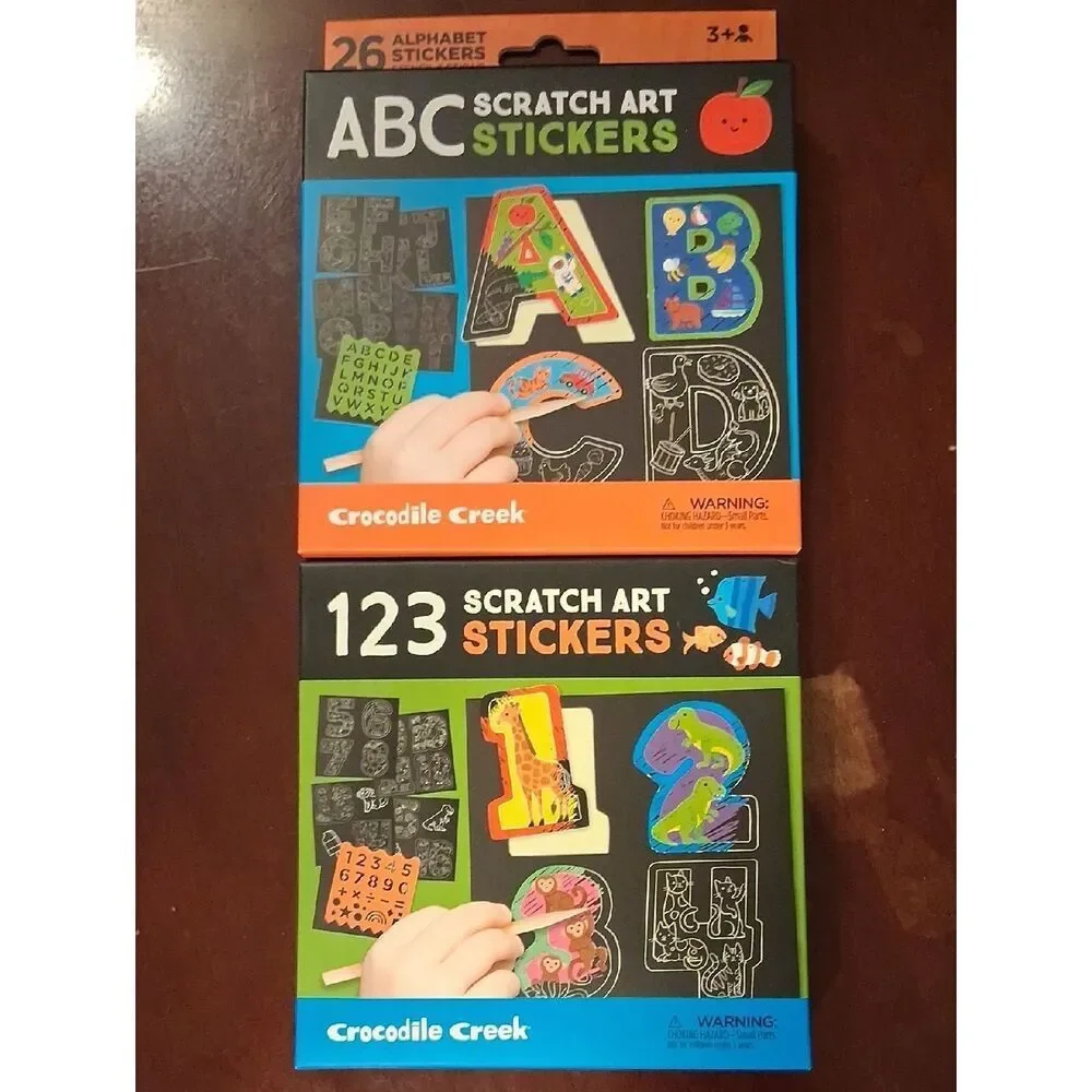 2 Scratch Art Stickers ABC And 123 By Crocodile Creek New Sealed Boxes